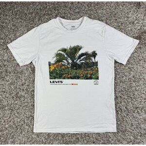 Levi’s Graphic T-Shirt White Tropical Oasis Print Size S 100% Cotton